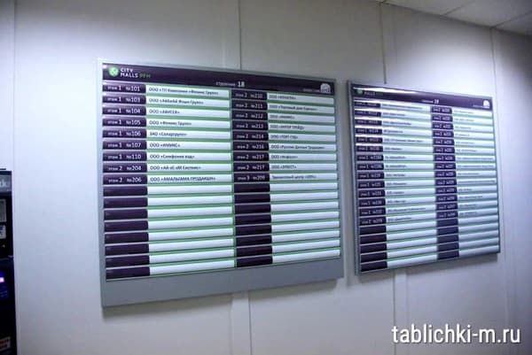 Информационный стенд со сменными табличками из прозрачного оргстекла..
